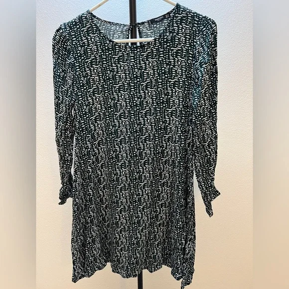 Mango | Dresses | Nwot Mango Basic Dark Greenwhite Dress | Poshmark